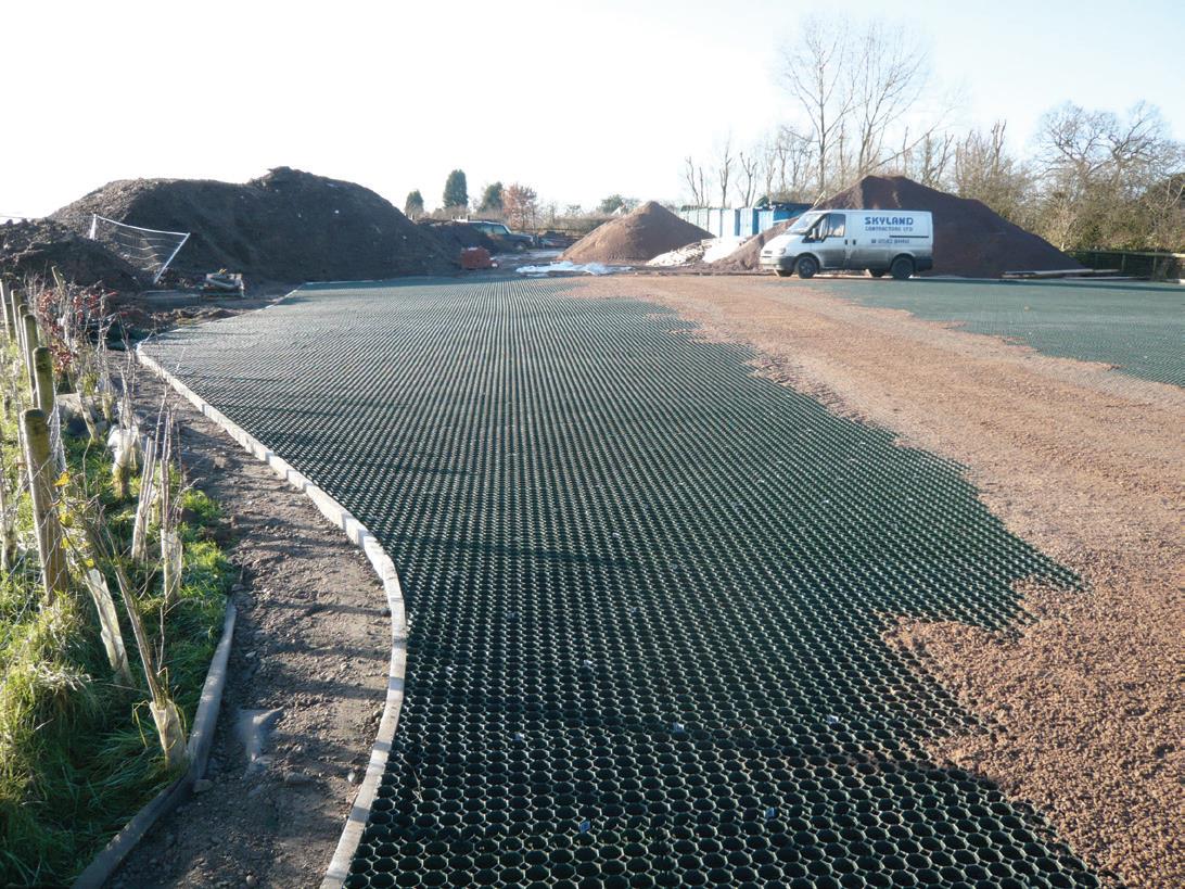 Terram's Bodpave 40 product being used to reinforce the gravel car park at Twycross Zoo.