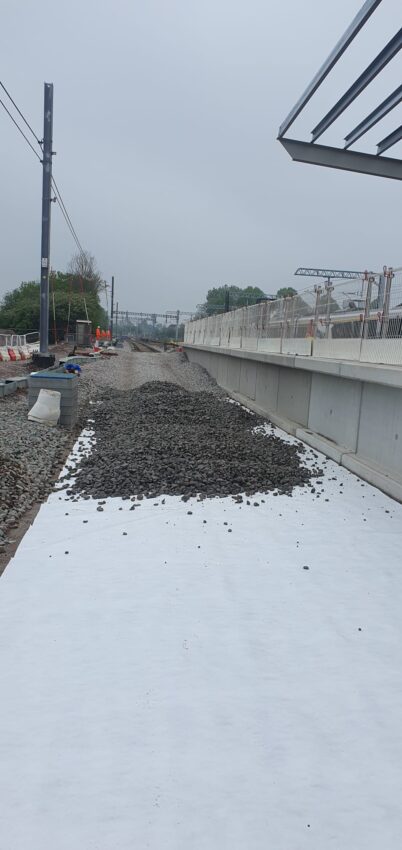 Terram PW1 trackbed separator at Beaulieu Park Station, Chelmsford (picture 1)