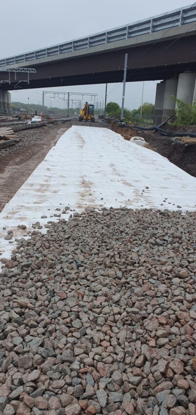 Terram PW1 trackbed separator at Beaulieu Park Station, Chelmsford (picture 2)