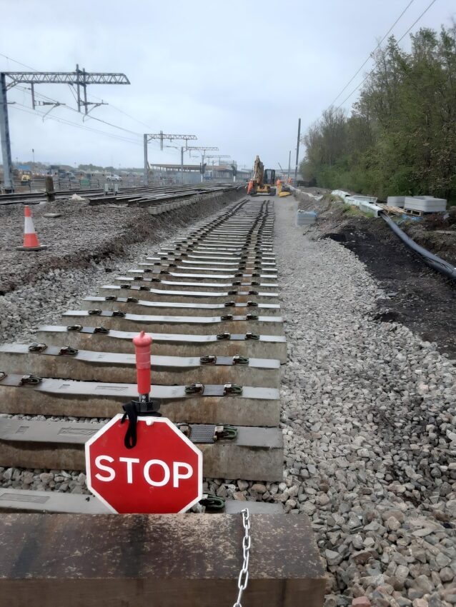 Terram PW1 trackbed separator in use at Beaulieu Park Station, Chelmsford